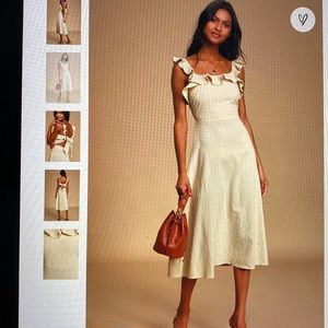 Tied to Your Love Beige Tie-Ruffles Midi Dress